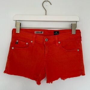 AG Adriano Goldschmied The Mary Jane Low Rise Cut-off Shorts Orange
